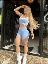 Conjunto Top + Short Seamless Sweet Azul Claro