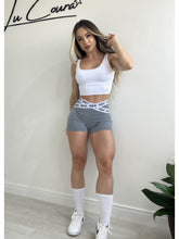 Conjunto Top + Short M&C Elástico Mescla e Branco