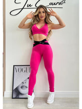 CONJUNTO TOP + LEGGING M&C  ELÁSTICO ROSA E PRETO