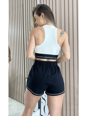 Conjunto Top + Short Moletom Sport Studio Preto