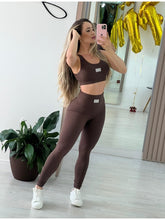 Conjunto Top + Legging Comfort Rib Marrom Coffe